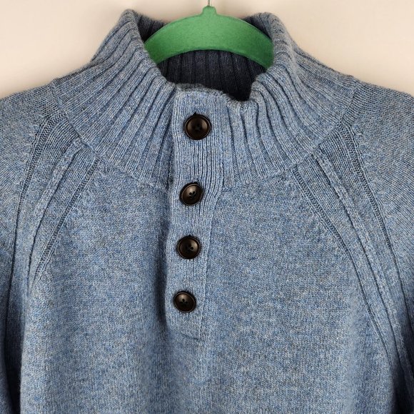 Banana Republic Italian Wool Blend Raglan Button Sweater sz L - Picture 3 of 8